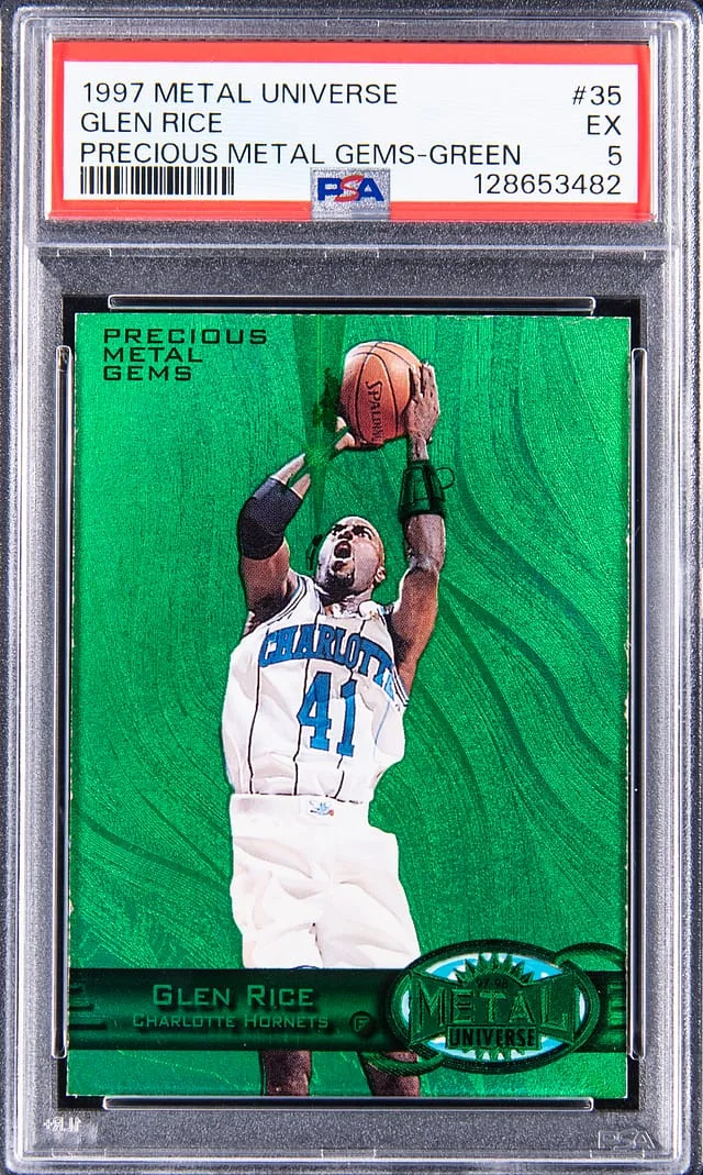 1997-98 SkyBox Metal Universe Glen Rice Precious Metal Gems (PMG) Green #35 card image