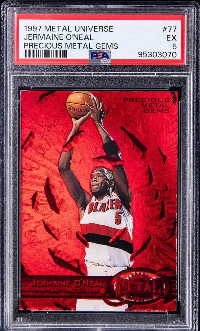 1997-98 SkyBox Metal Universe Jermaine O'Neal Precious Metal Gems (PMG) #77 card image