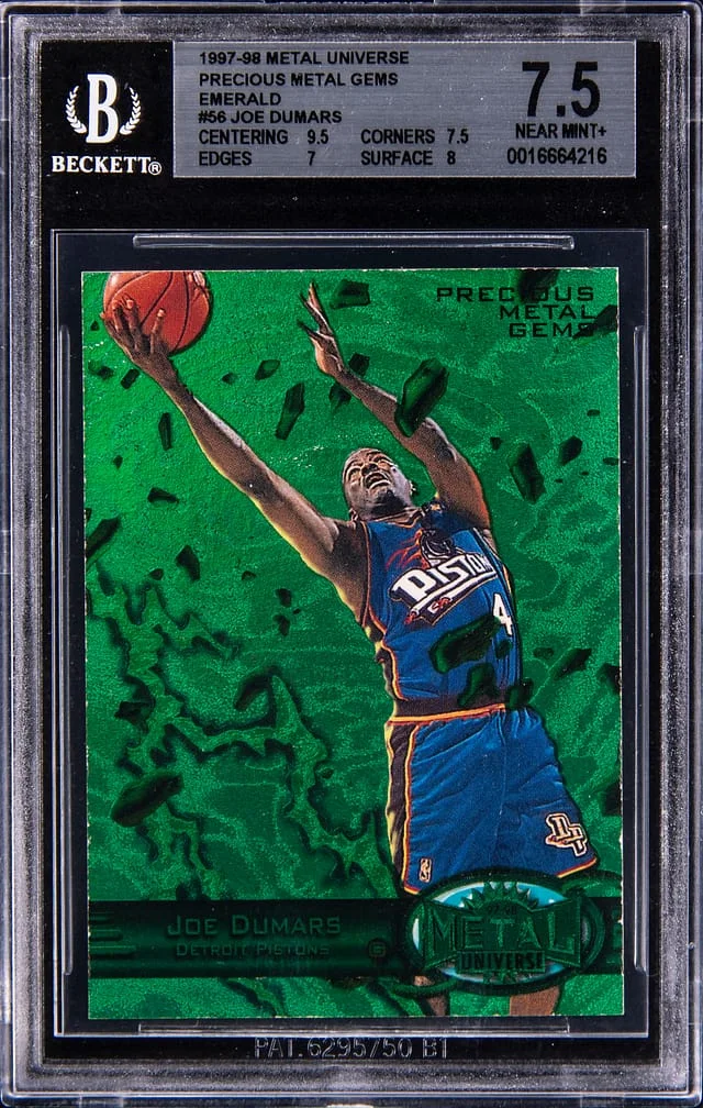1997-98 SkyBox Metal Universe Joe Dumars Precious Metal Gems (PMG) Green #56 card image