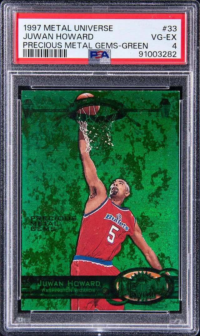 1997-98 SkyBox Metal Universe Juwan Howard Precious Metal Gems (PMG) Green #33 card image
