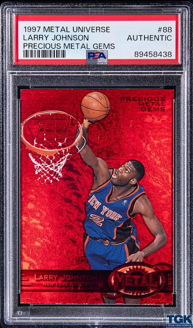 1997-98 SkyBox Metal Universe Larry Johnson Precious Metal Gems (PMG) Red #88 card image