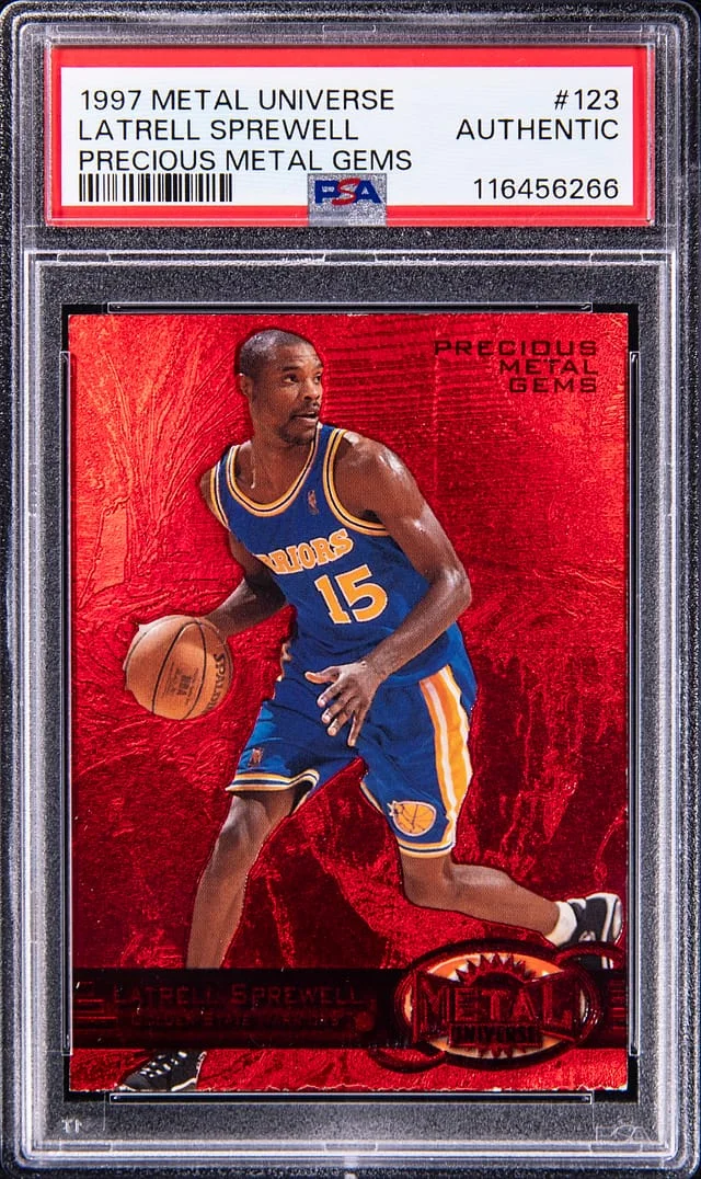 1997-98 SkyBox Metal Universe Latrell Sprewell Precious Metal Gems (PMG) Red #123 card image