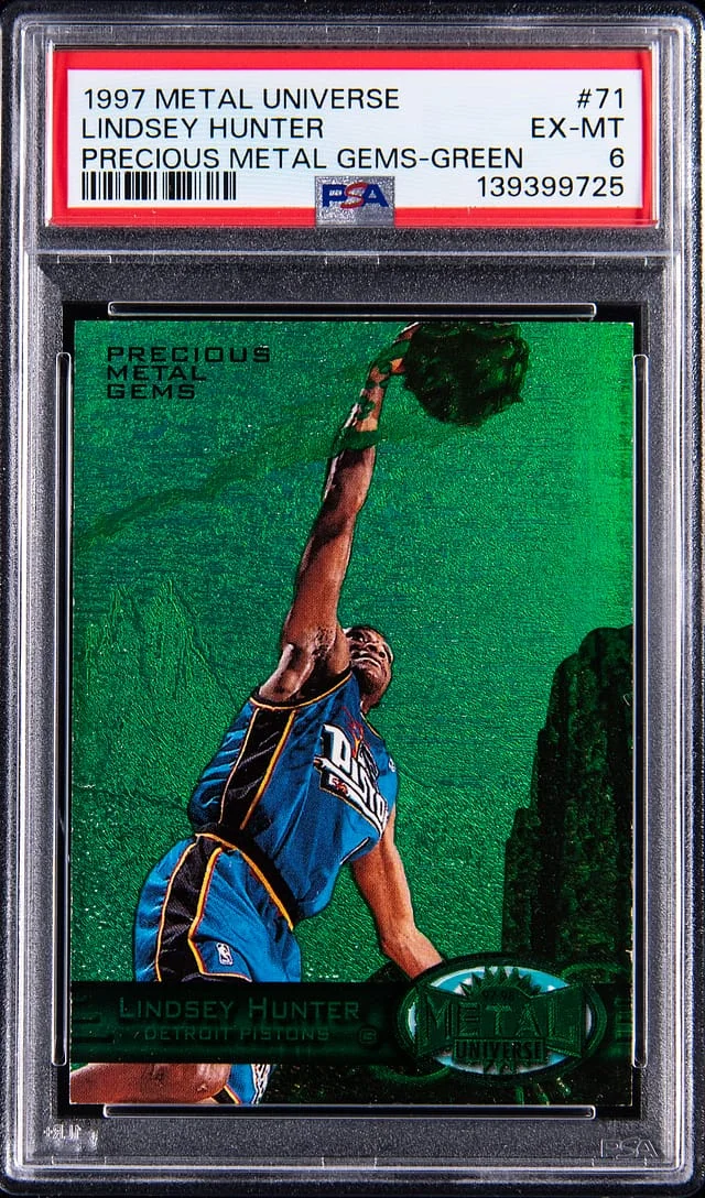 1997-98 SkyBox Metal Universe Lindsey Hunter Precious Metal Gems (PMG) Green #71 card image