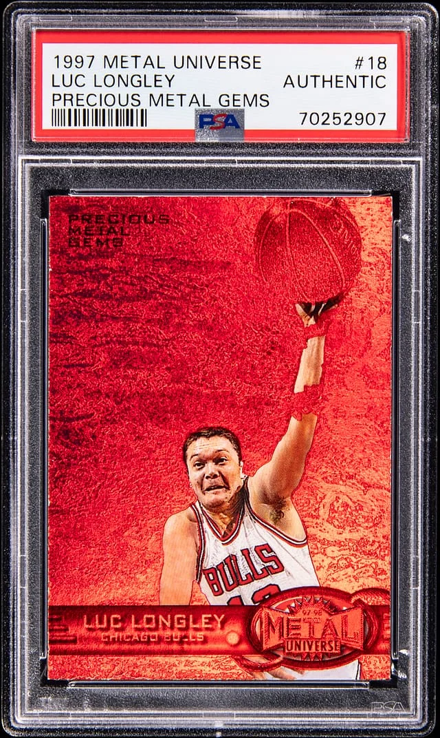 1997-98 SkyBox Metal Universe Luc Longley Precious Metal Gems (PMG) Red #18 card image