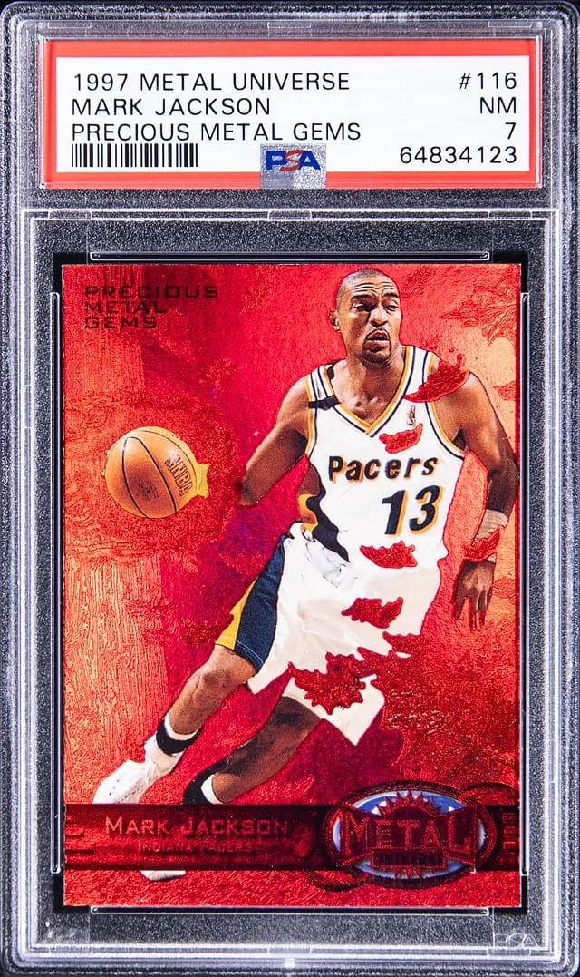 1997-98 SkyBox Metal Universe Mark Jackson Precious Metal Gems (PMG) Red #116 card image