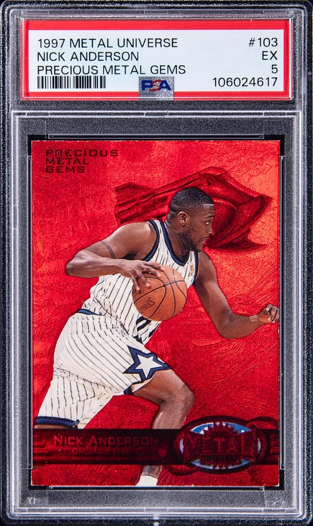 1997-98 SkyBox Metal Universe Nick Anderson Precious Metal Gems (PMG) Red #103 card image