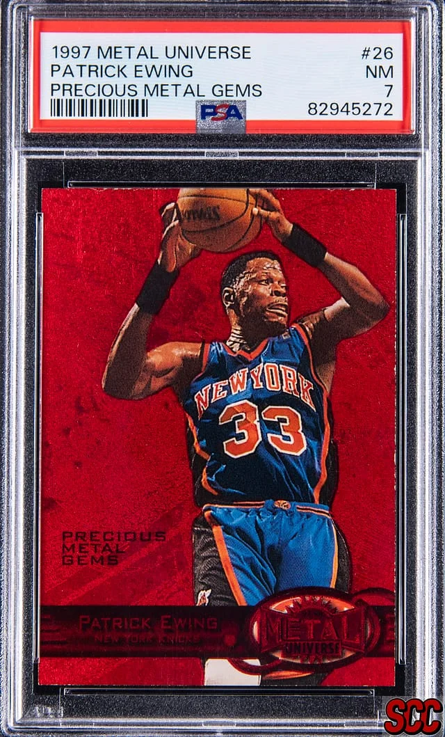 1997-98 SkyBox Metal Universe Patrick Ewing Precious Metal Gems (PMG) Red #26 card image