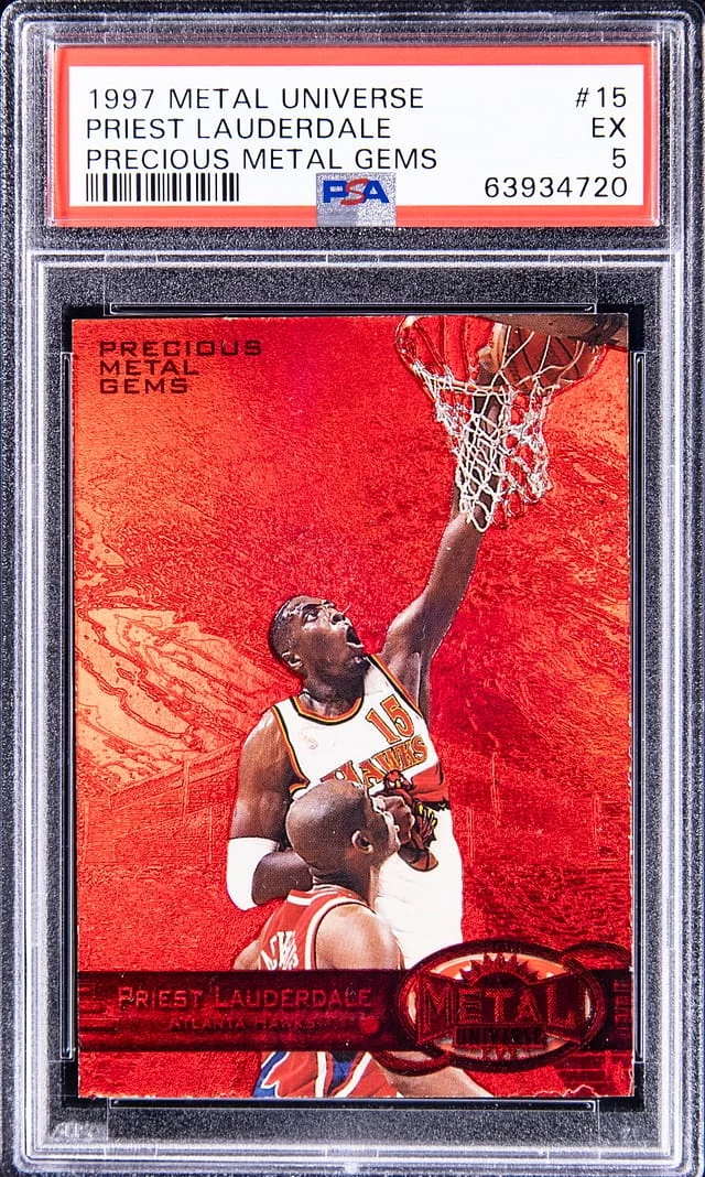 1997-98 SkyBox Metal Universe Priest Lauderdale Precious Metal Gems (PMG) Red #15 card image