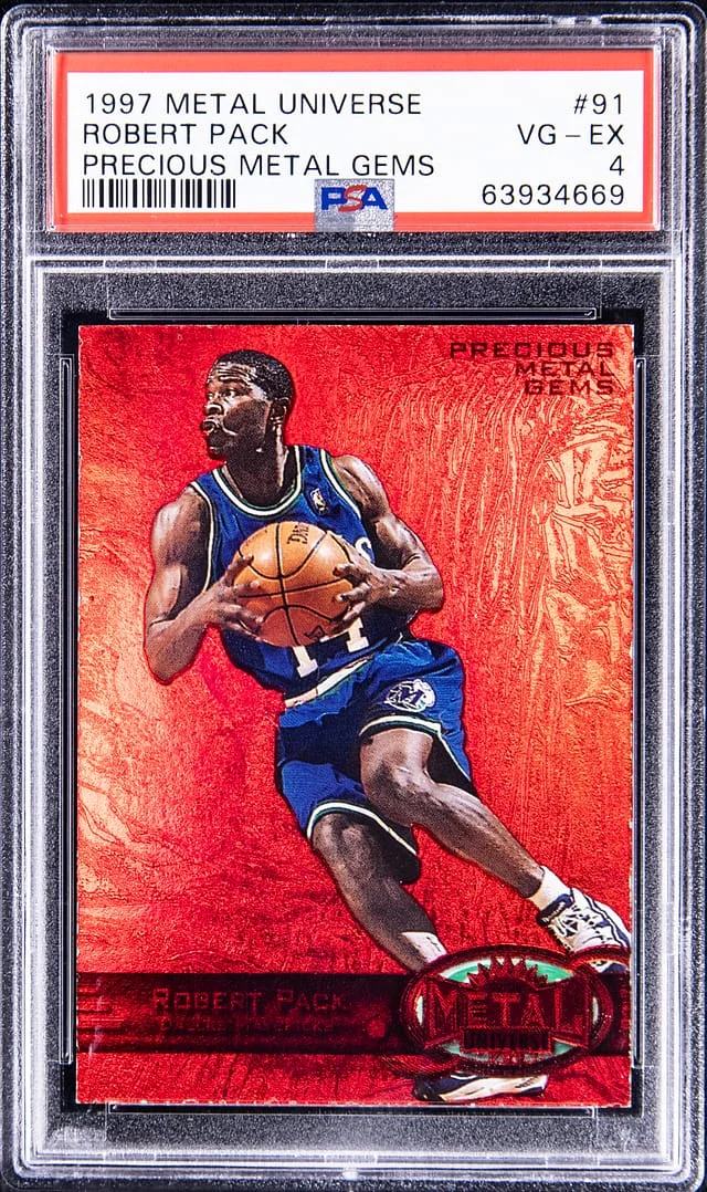 1997-98 SkyBox Metal Universe Robert Pack - VG-EX 4 Precious Metal Gems (PMG) Red #91 card image