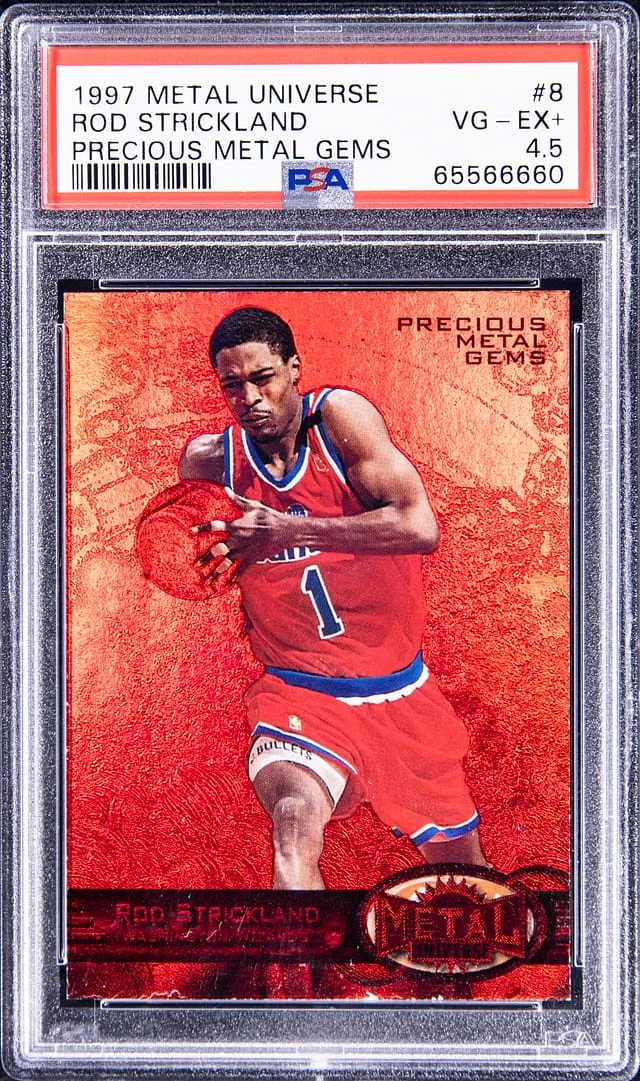1997-98 SkyBox Metal Universe Rod Strickland Precious Metal Gems (PMG) Red #8 card image