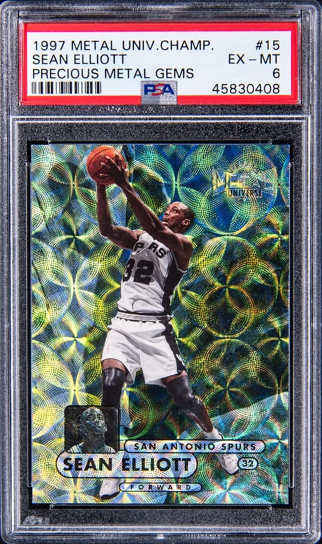 1997-98 SkyBox Metal Universe Sean Elliott Championship Precious Metal Gems (PMG) #15 card image