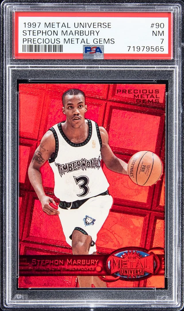 1997-98 SkyBox Metal Universe Stephon Marbury Precious Metal Gems (PMG) Red #90 card image