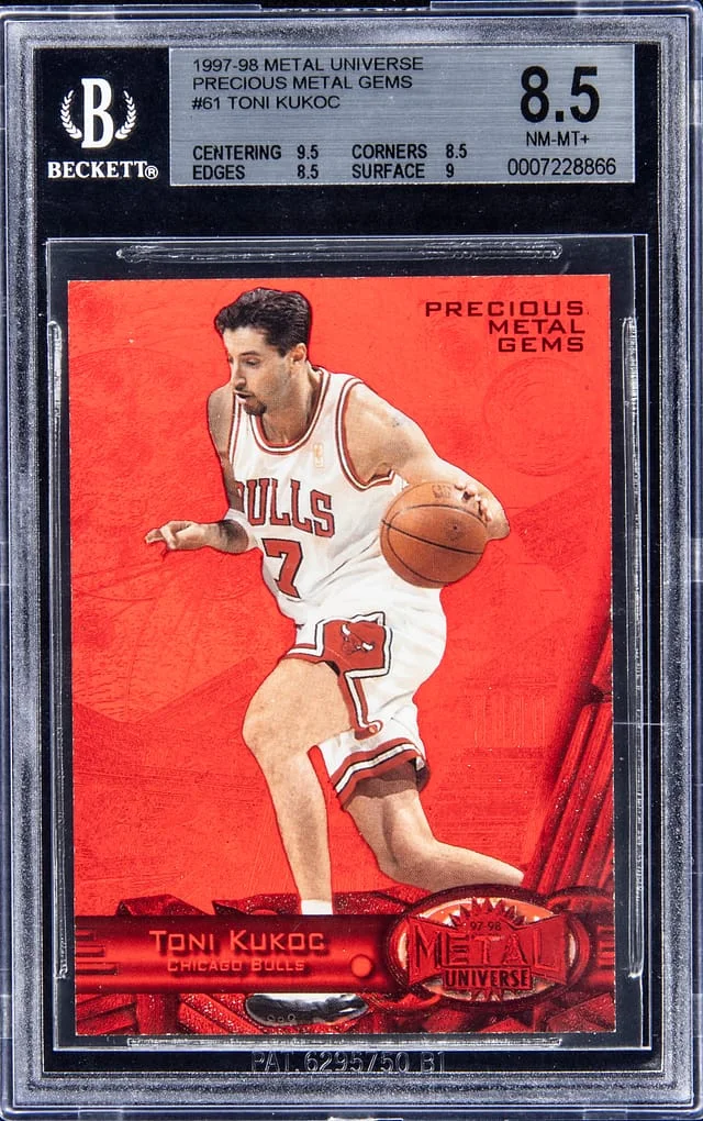 1997-98 SkyBox Metal Universe Toni Kukoc Precious Metal Gems (PMG) Red #61 card image