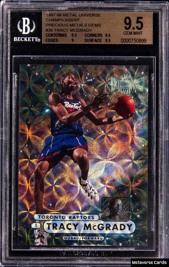 1997-98 SkyBox Metal Universe Tracy McGrady Precious Metal Gems (PMG) #36 card image