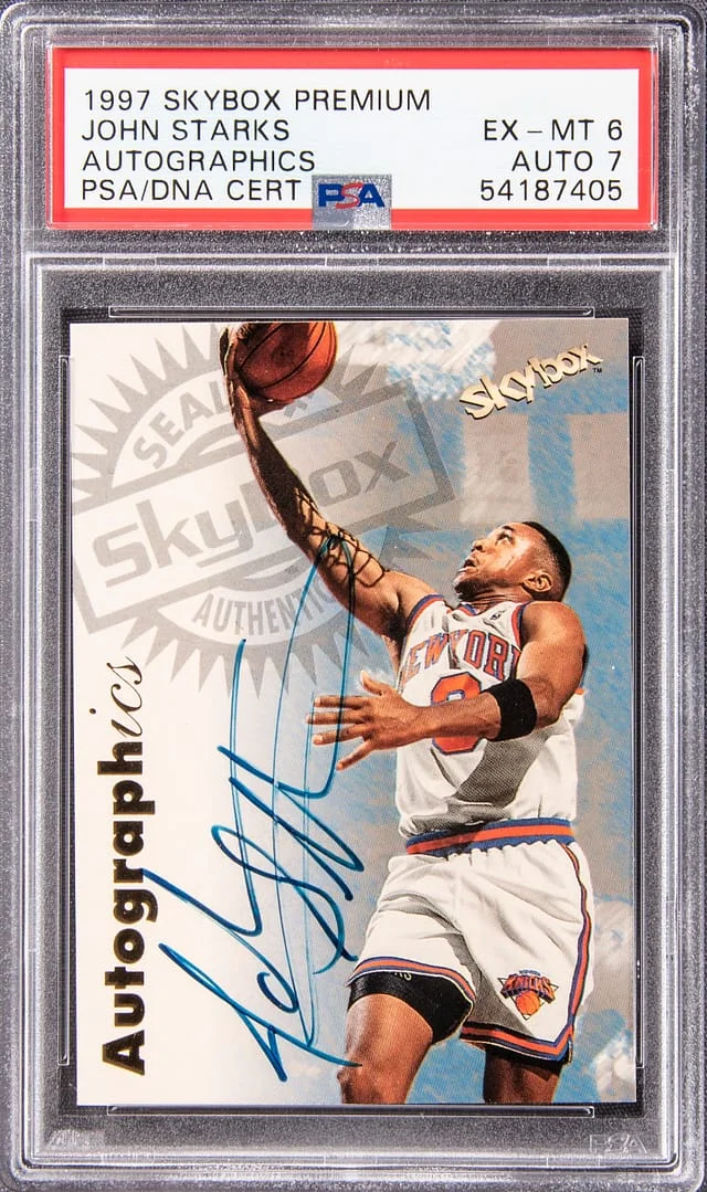 1997-98 SkyBox Premium Autographics John Starks #no-number card image