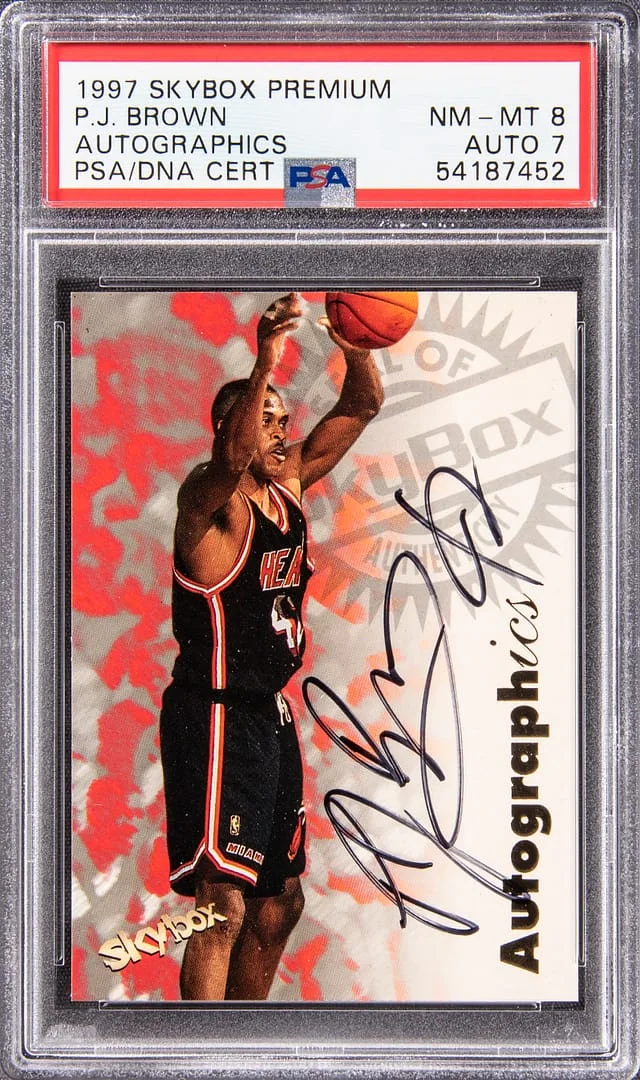 1997-98 SkyBox Premium Autographics P.J Brown #no-number card image