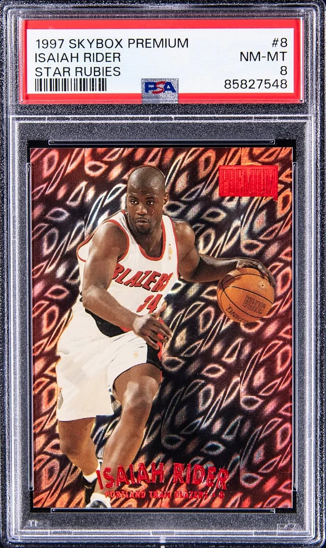 1997-98 SkyBox Premium Isaiah Rider Star Rubies #8 card image