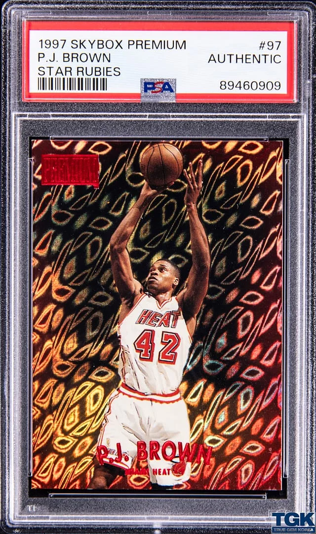 1997-98 SkyBox Premium P.J. Brown Star Rubies #97 card image