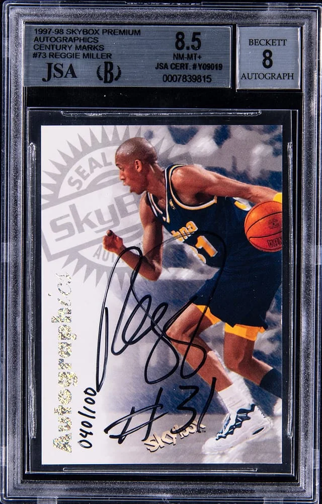 1997-98 SkyBox Premium Reggie Miller Autographics Century Marks #73 card image