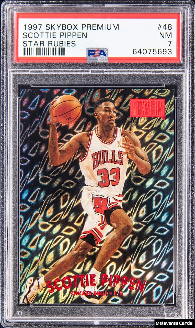 1997-98 SkyBox Premium Scottie Pippen Star Rubies #48SR card image