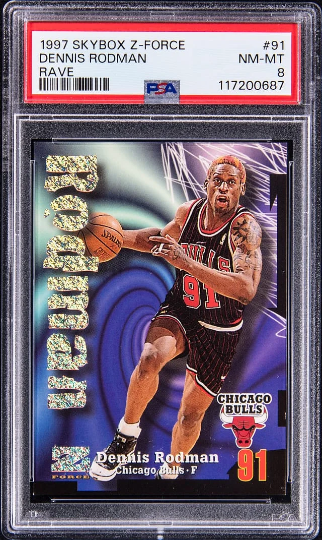 1997-98 SkyBox Z-Force Dennis Rodman Rave #91 card image