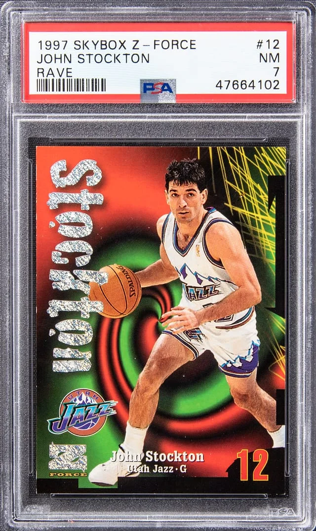 1997-98 SkyBox Z-Force John Stockton Rave #12 card image