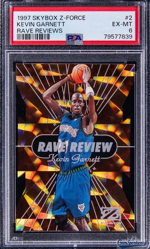 1997-98 SkyBox Z-Force Kevin Garnett Rave Reviews #2 card image
