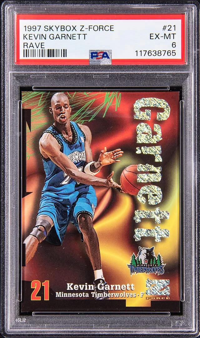 1997-98 SkyBox Z-Force Kevin Garnett Rave #21 card image