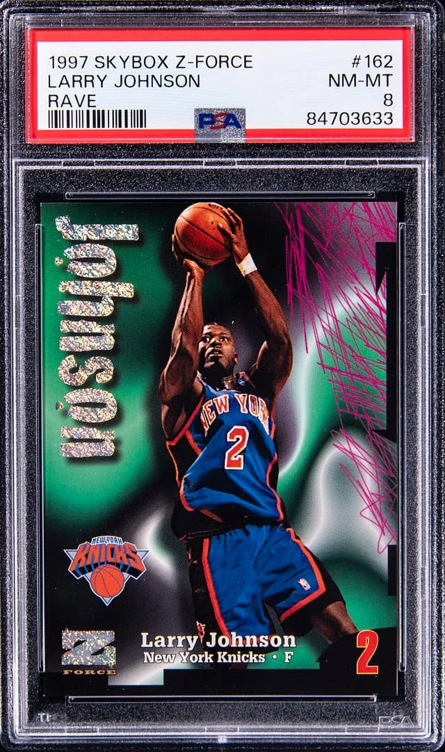 1997-98 SkyBox Z-Force Larry Johnson Rave #162 card image