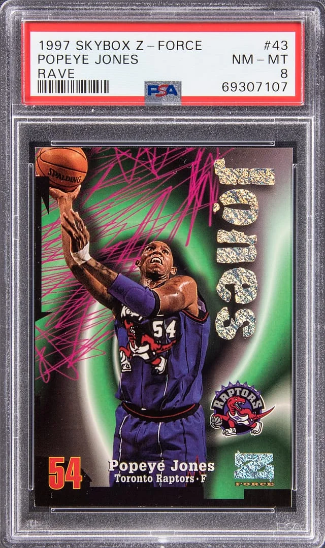 1997-98 SkyBox Z-Force Popeye Jones Rave #43 card image
