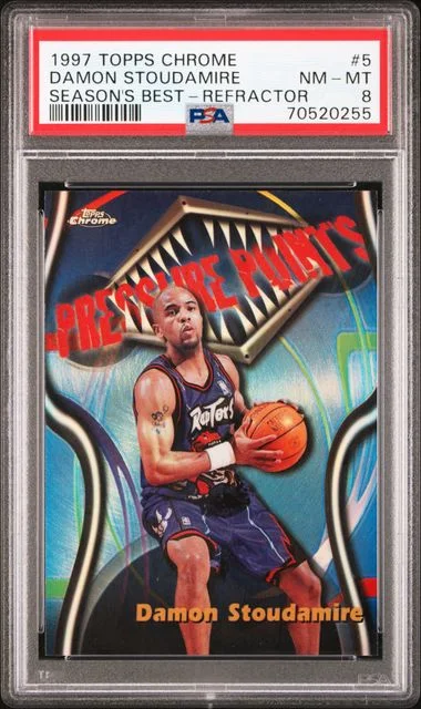 1997-98 Topps Chrome Damon Stoudamire Season's Best Refractor #5 card image