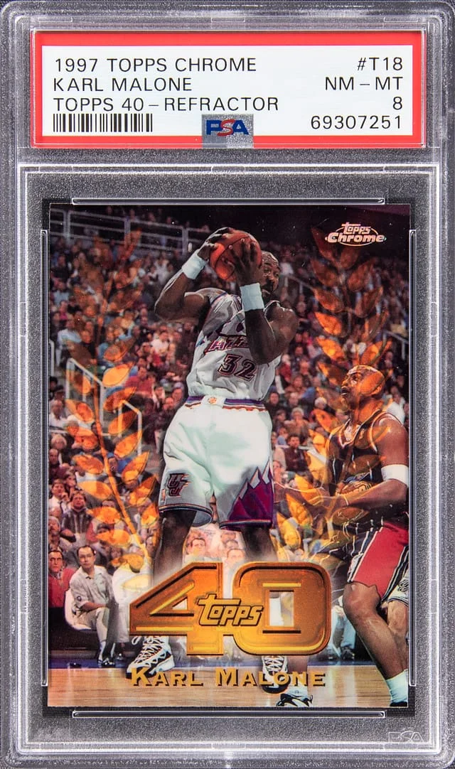 1997-98 Topps Chrome Karl Malone Refractor Topps 40 #T18 card image