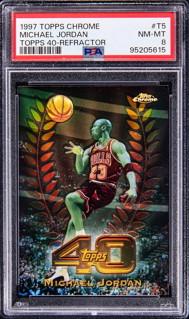 1997-98 Topps Chrome Michael Jordan -NM-MT 8 Topps 40-Refractor #T5 card image