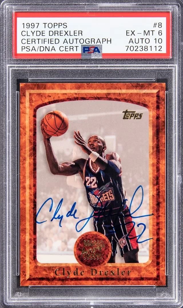 1997-98 Topps Clyde Drexler Certified Autograph #8 card image