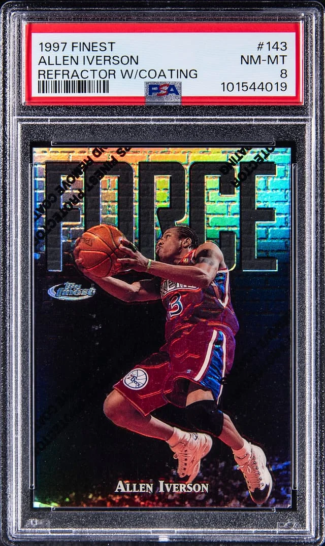 1997-98 Topps Finest Allen Iverson Refractor w/Coating #143 card image