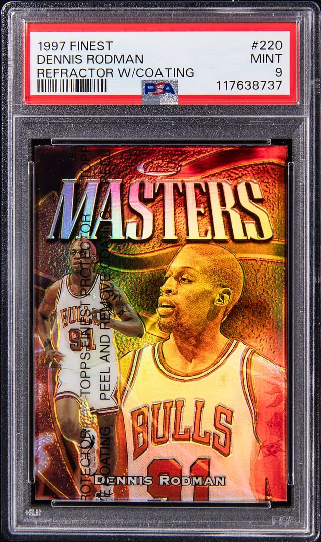 1997-98 Topps Finest Dennis Rodman Refractor W/Coating #220 card image