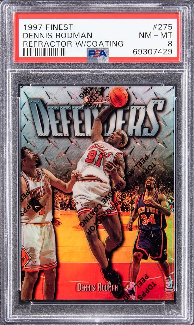 1997-98 Topps Finest Dennis Rodman Refractor W/Coating #275 card image
