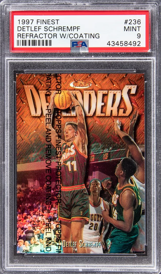 1997-98 Topps Finest Detlef Schrempf Refractor with Coating #236 card image