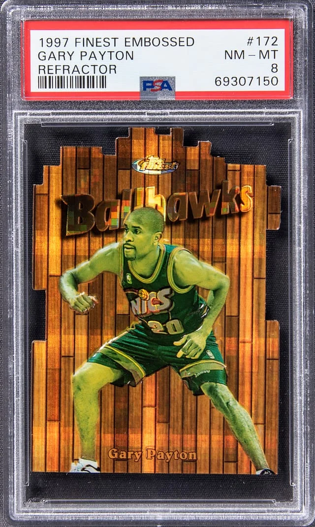 1997-98 Topps Finest Gary Payton Embossed Refractor #172 card image