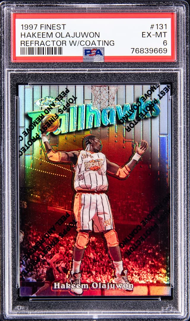 1997-98 Topps Finest Hakeem Olajuwon Refractor W/Coating #131 card image