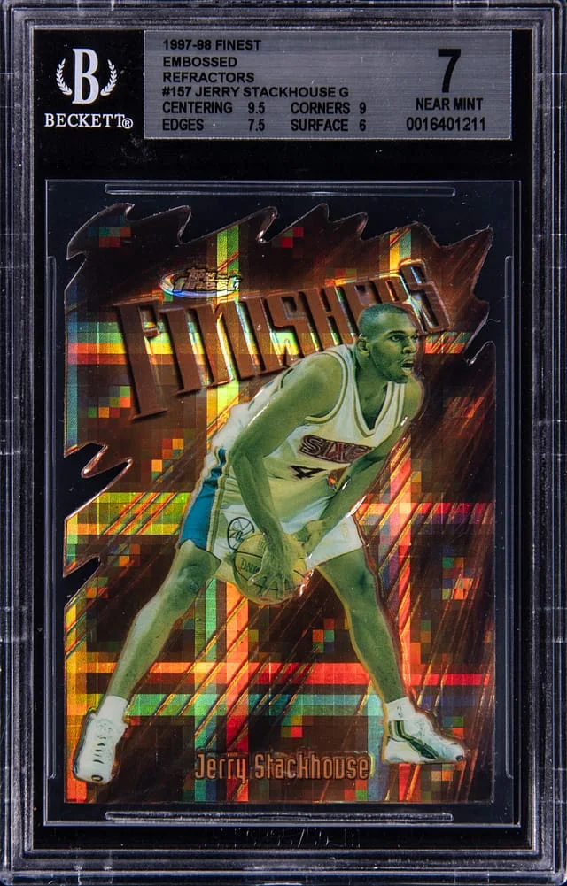 1997-98 Topps Finest Jerry Stackhouse Embossed Refractors #107 card image