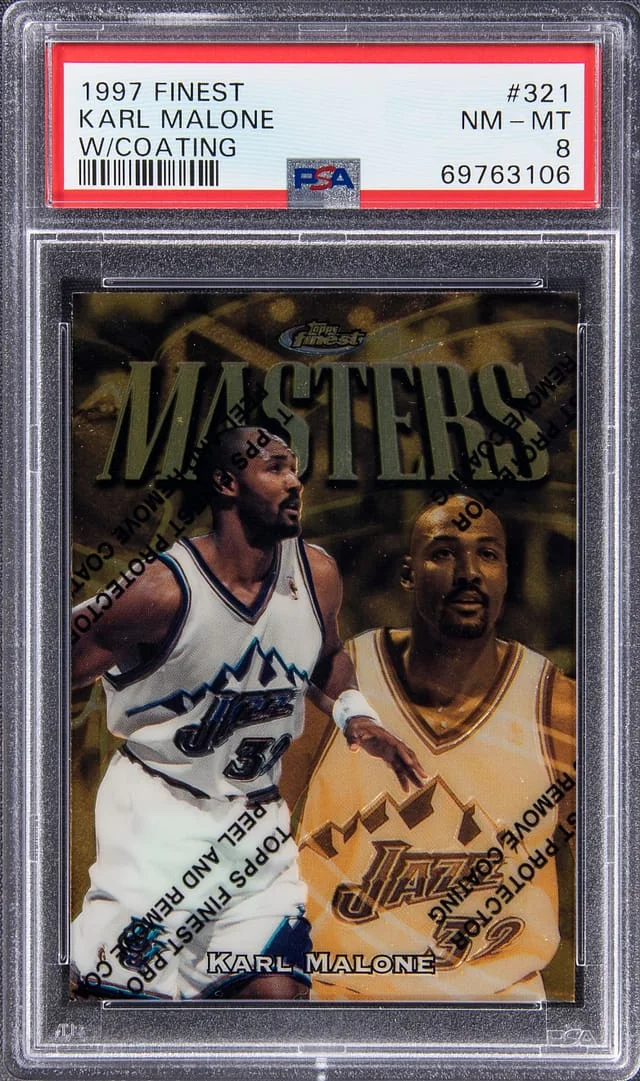 1997-98 Topps Finest Karl Malone W/ Coating #321 card image