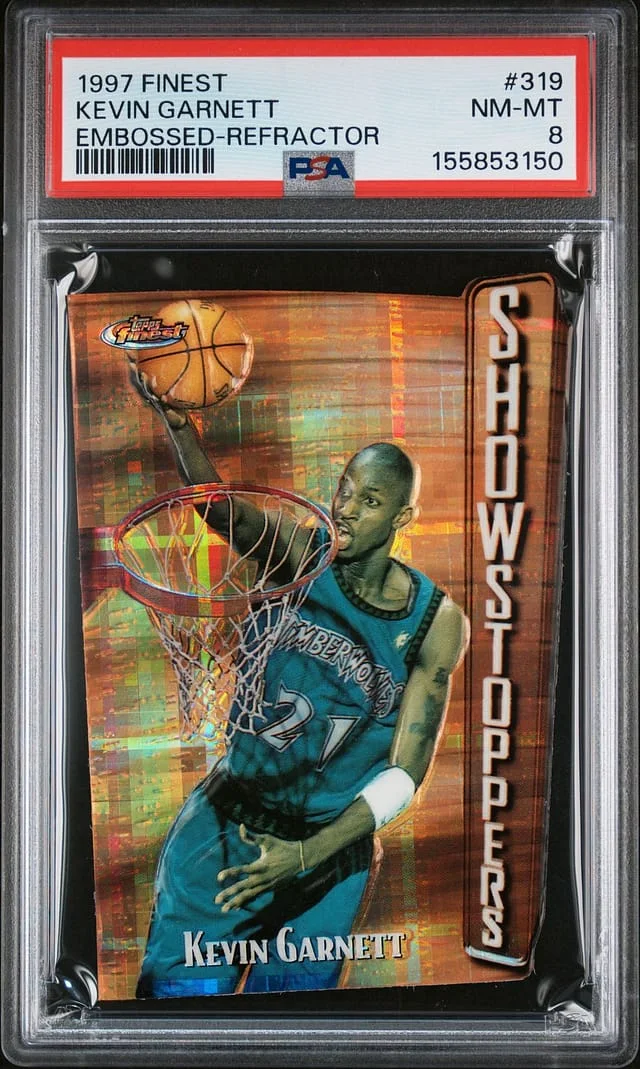 1997-98 Topps Finest Kevin Garnett Show Stoppers Embossed Refractor #319 card image