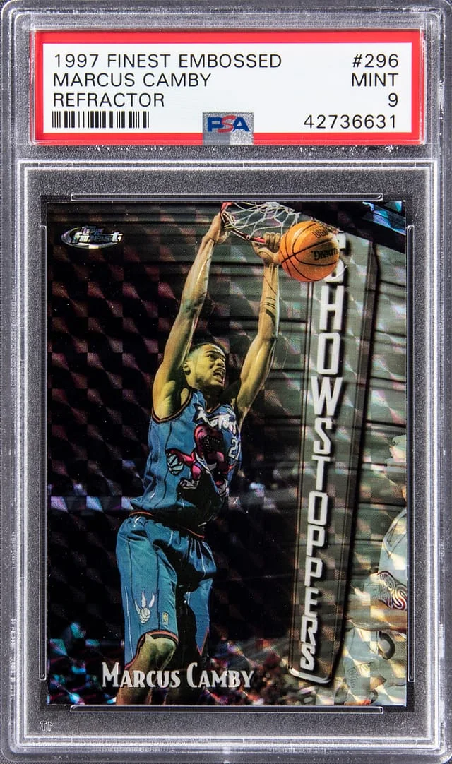 1997-98 Topps Finest Marcus Camby Embossed Refractor #296 card image