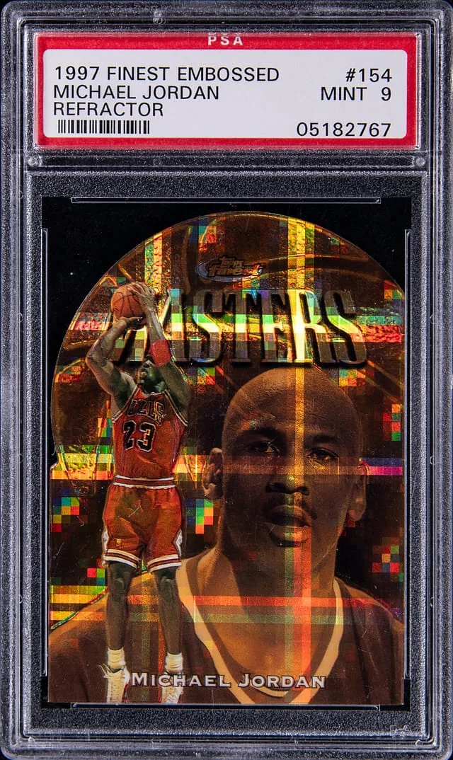 1997-98 Topps Finest Michael Jordan Embossed Refractor #154 card image