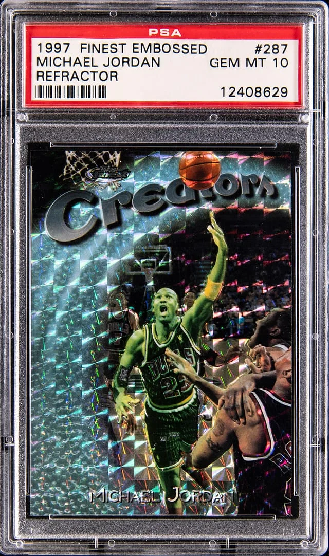 1997-98 Topps Finest Michael Jordan Refractor W/Coating #287 card image