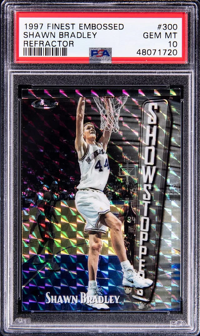 1997-98 Topps Finest Shawn Bradley Embossed Refractor #300 card image