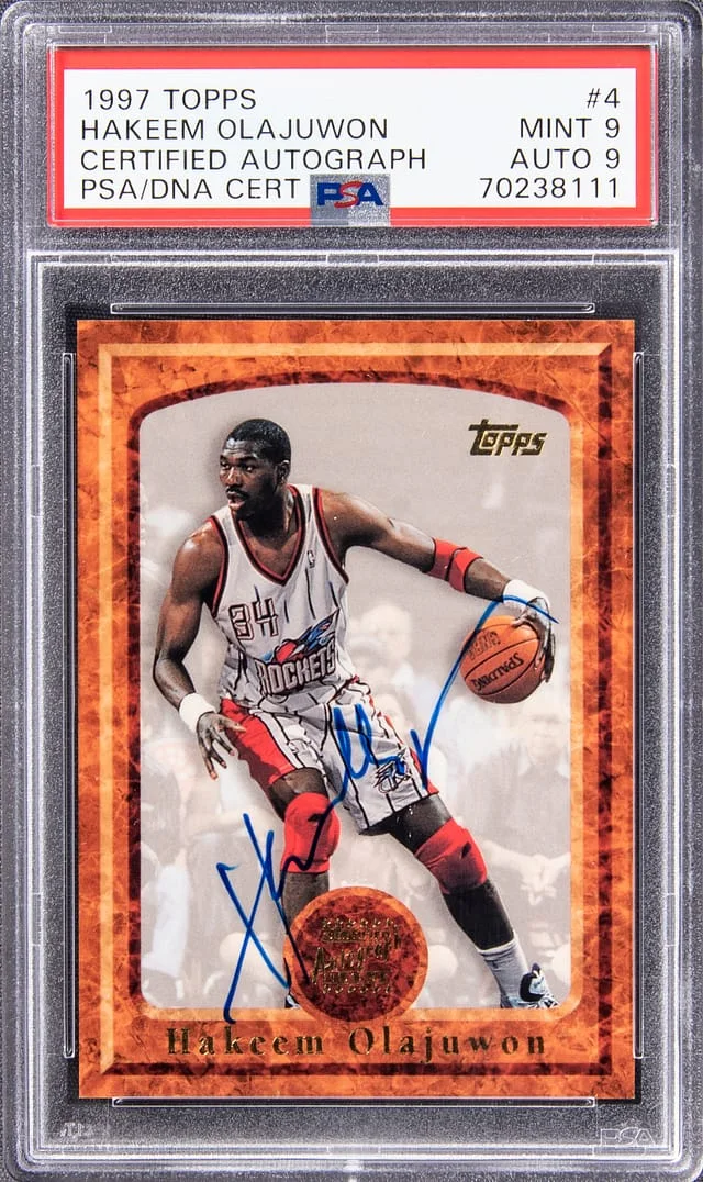 1997-98 Topps Hakeem Olajuwon Certified Autograph #4 card image