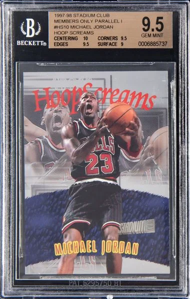 1997-98 Topps Stadium Club Members Only Michael Jordan Parallel Hoop Screams #HS10 card image