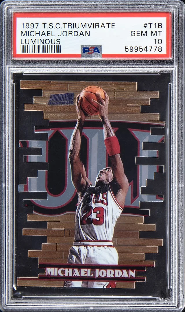 1997-98 Topps Stadium Club Michael Jordan Triumvirate Luminous #T18 card image